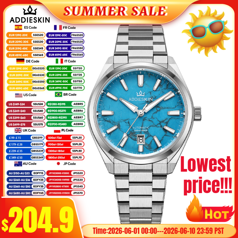 Luxury Watch Engraving - AddiesKIN K010 Turquoise Dial Automatic Mechanical