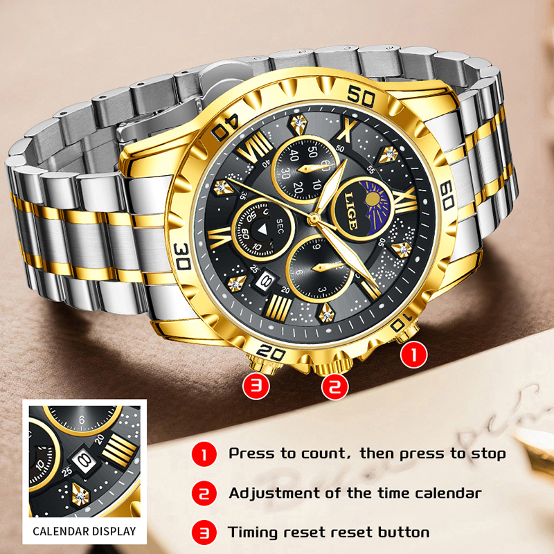 LIGE Top Brand Luxury Quartz M - Luxury Watch Brands recension och pris