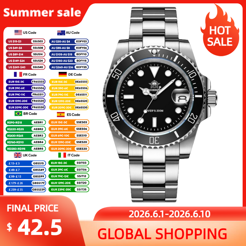ADDIESDIVE 41mm Men's Quartz W - Luxury Watch Drawing recension och pris