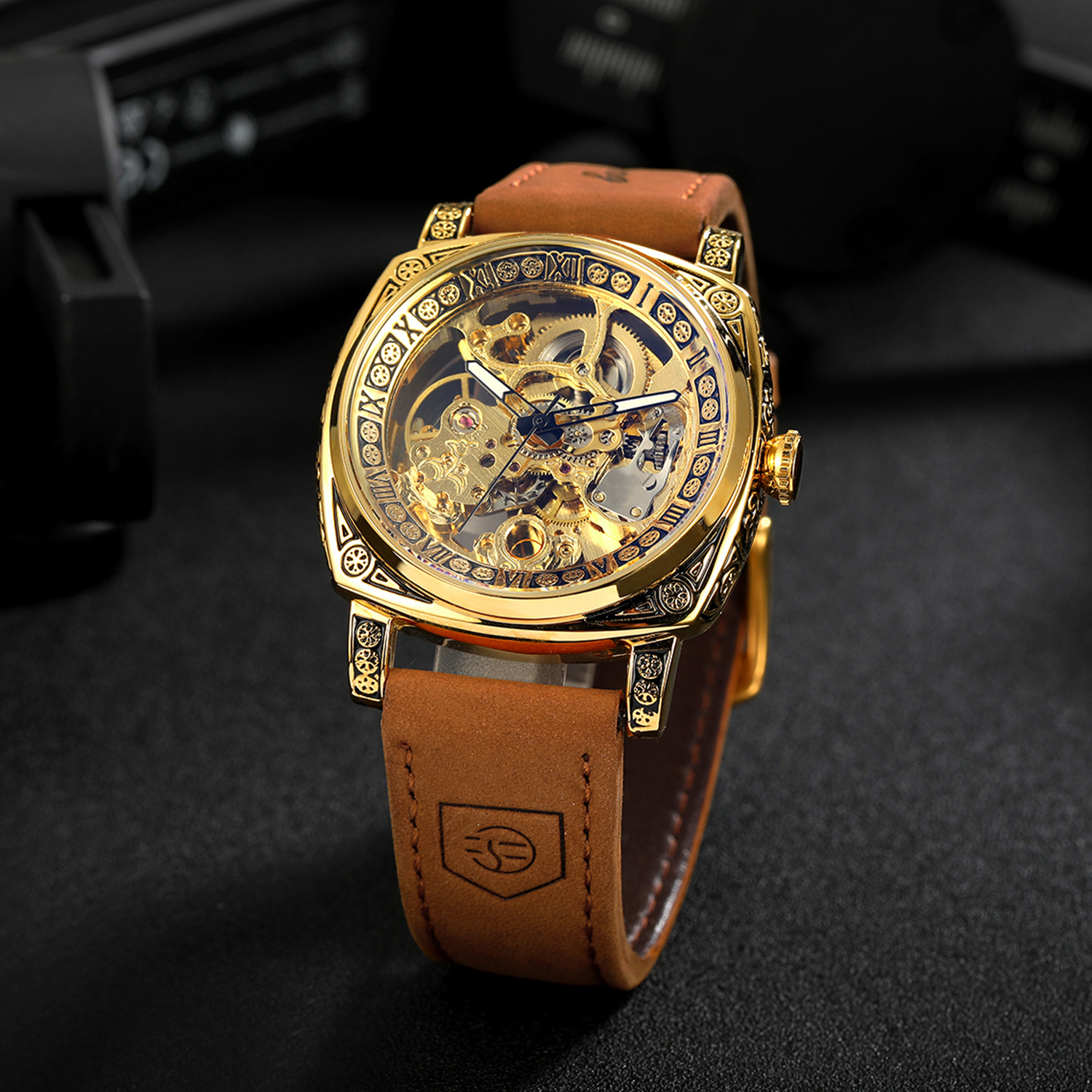 Forsining Gold Skeleton Mechan - Luxury Watch Engraving recension och pris