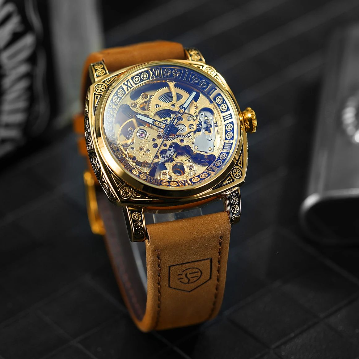 Forsining Gold Skeleton Mechan - Luxury Watch Engraving recension och pris