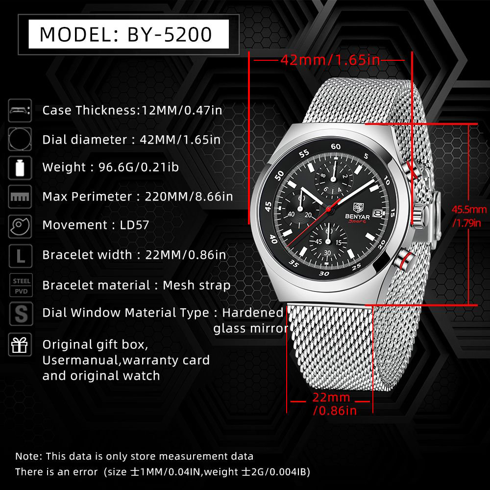 BENYAR Top Luxury Brand Men's  - Luxury Watch Brands recension och pris